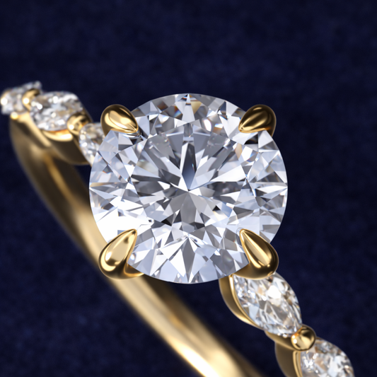 Valeria Round Marquise Band Solitaire Ring