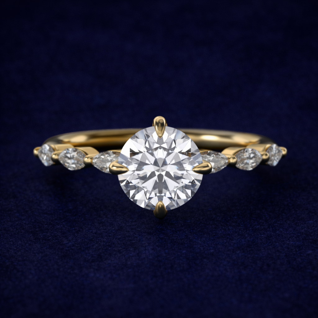Valeria Round Marquise Band Solitaire Ring